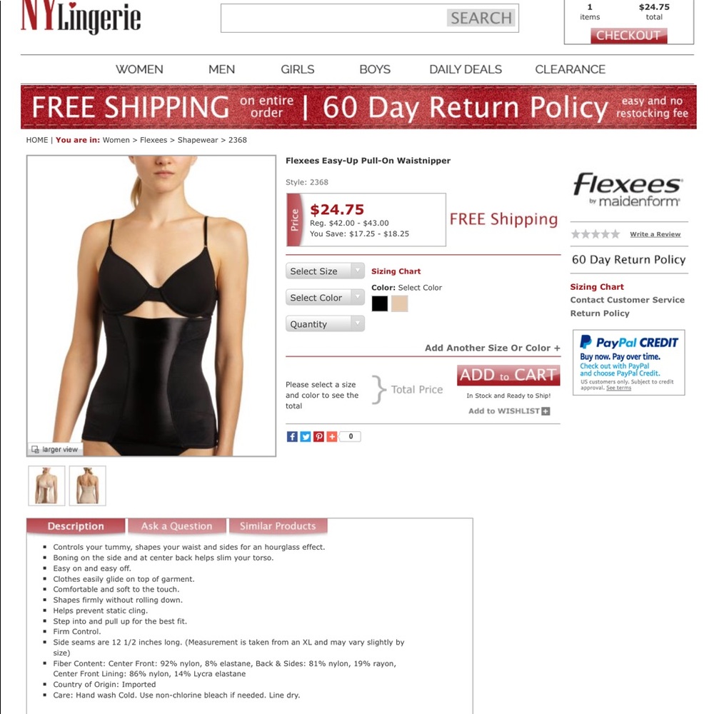 NWOT Maidenform Flexees Waist Nipper - size XL